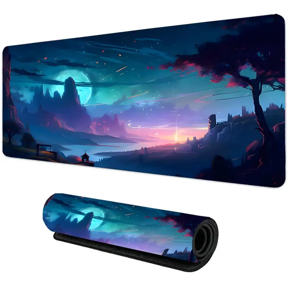 

Large HD landscape gaming mouse pad lockedge desk mat rubber anti-slip durable keyboard extension rug office accessories color
