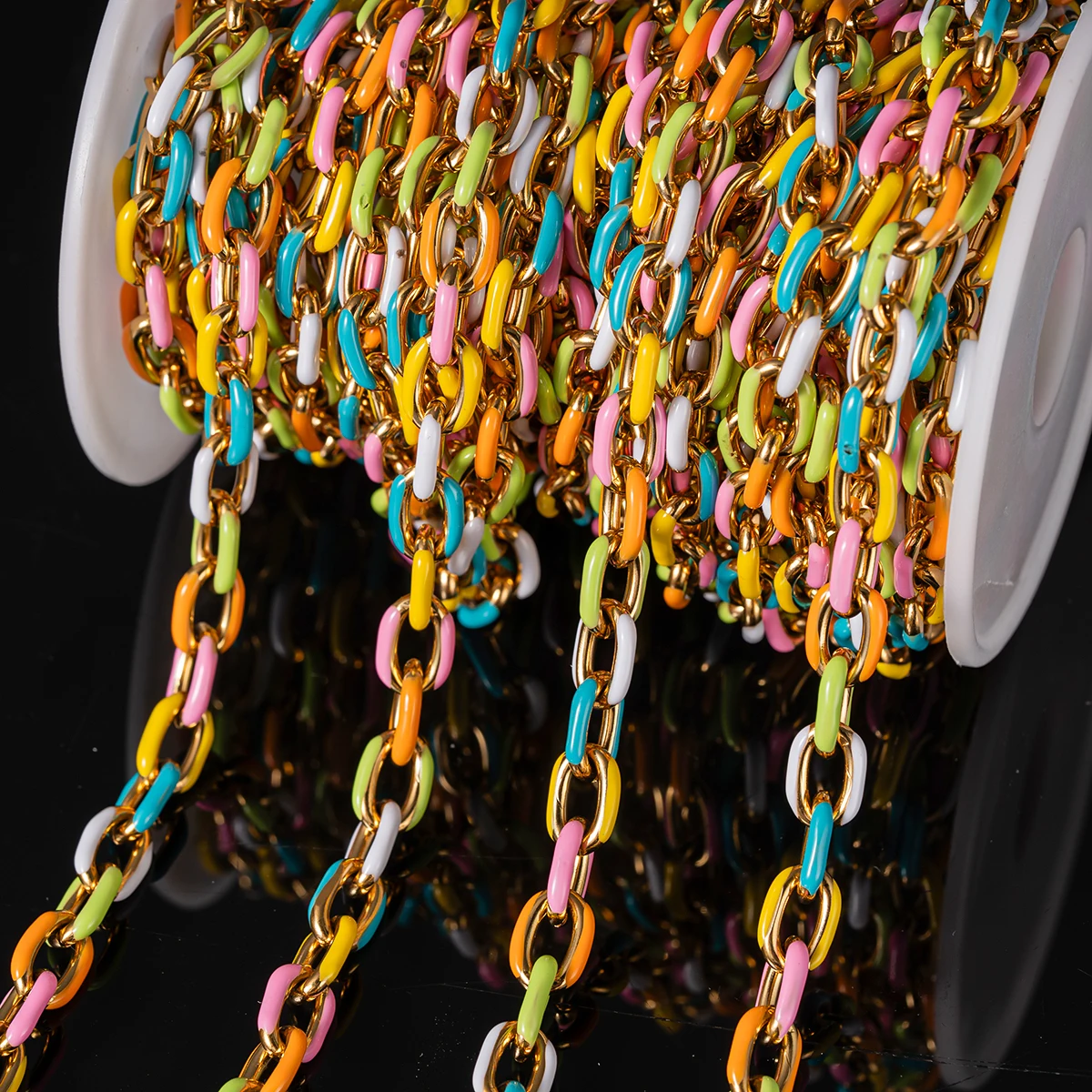 0.5m/1m Stainless Steel Enamel Chains Cable Link For DIY Necklace Bracelets Accessories Jewelry Making Supplies Findings Crafts