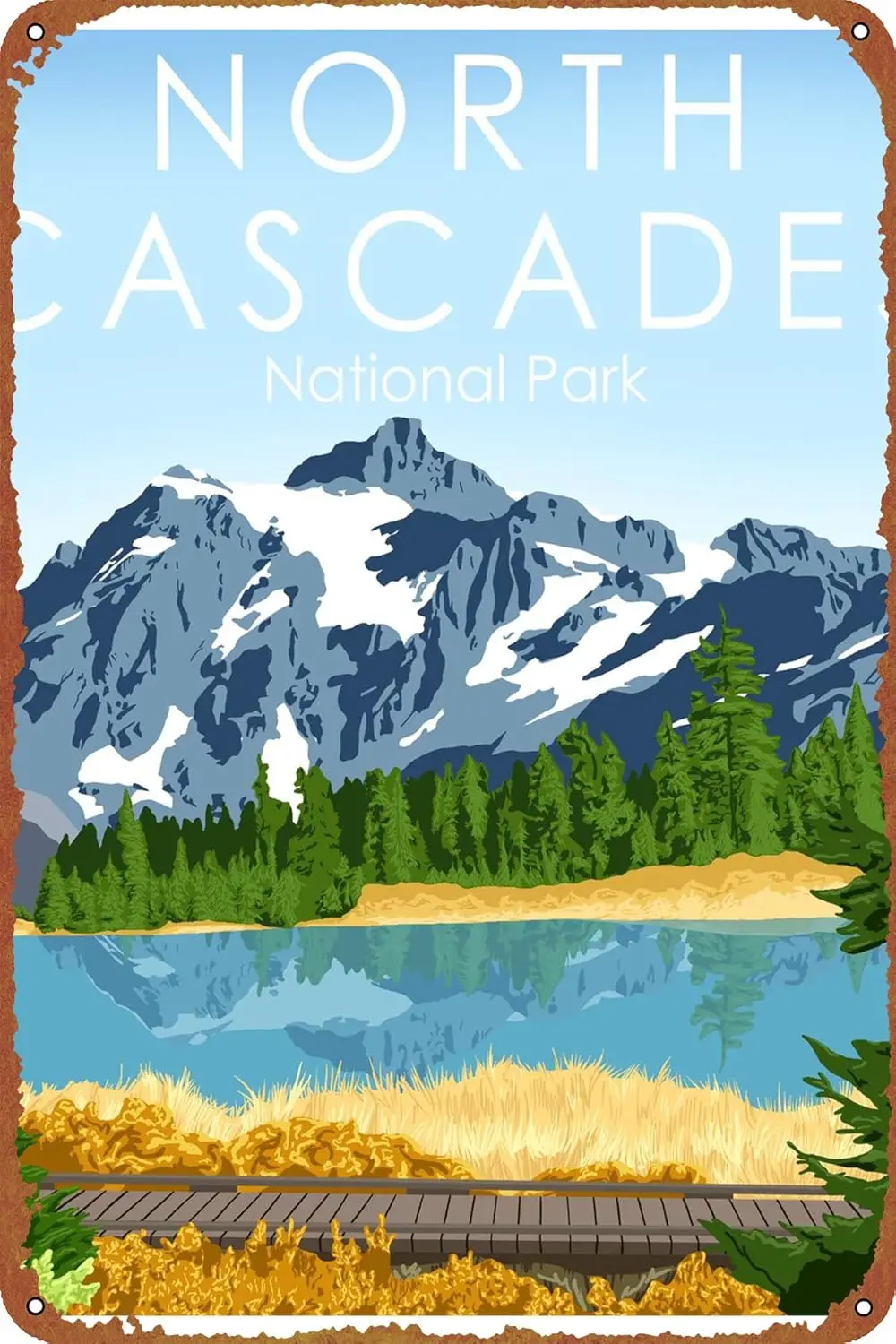 North Cascades National Park Vintage Tin Signs Funny Metal Sign Retro Wall Decor for Home Gate Garden Bars Restaurants Cafes Off