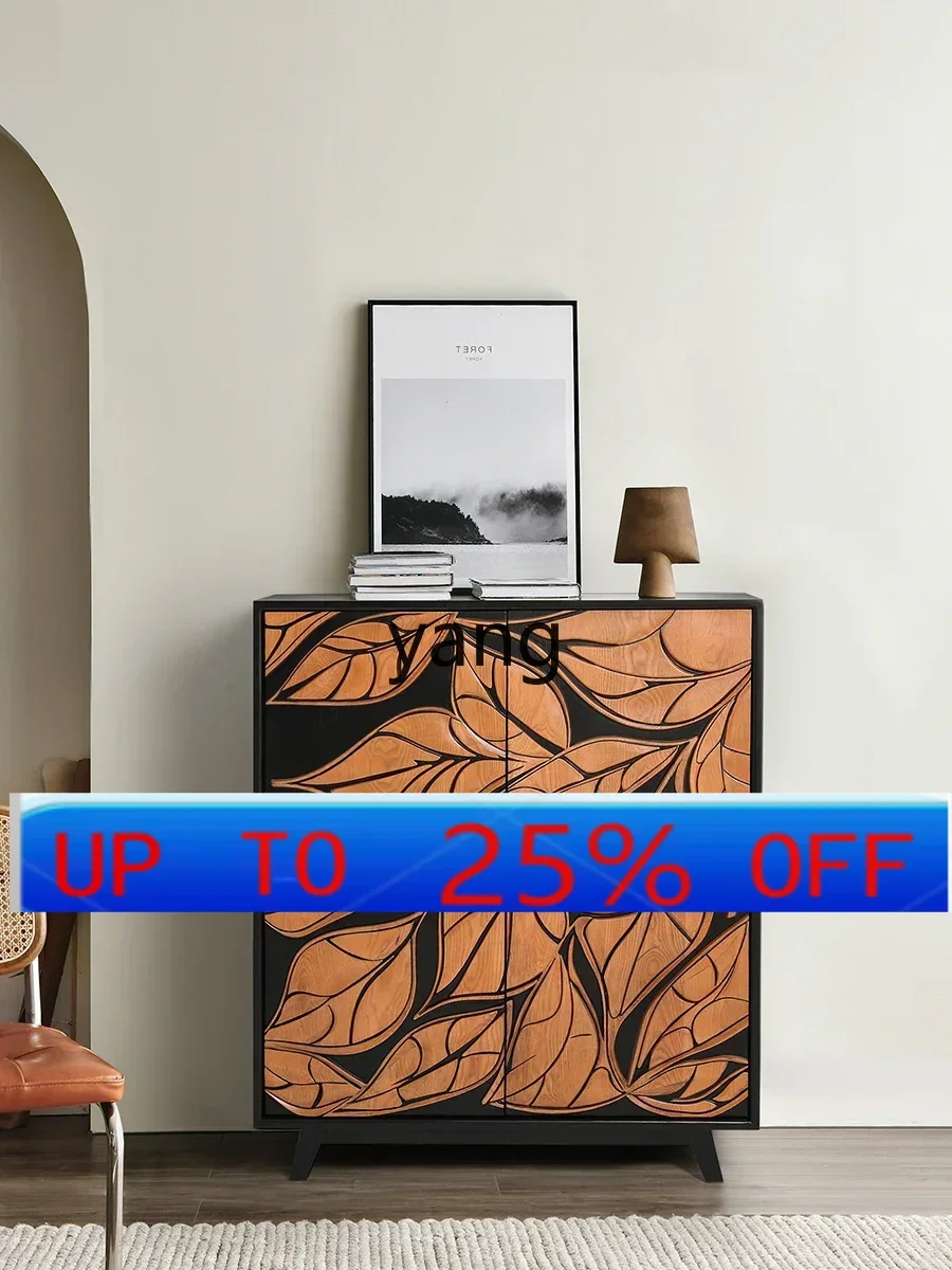 

LMMsolid wood carved decorative cabinet medieval art creative living room side cabinet into storage shoe cabinet