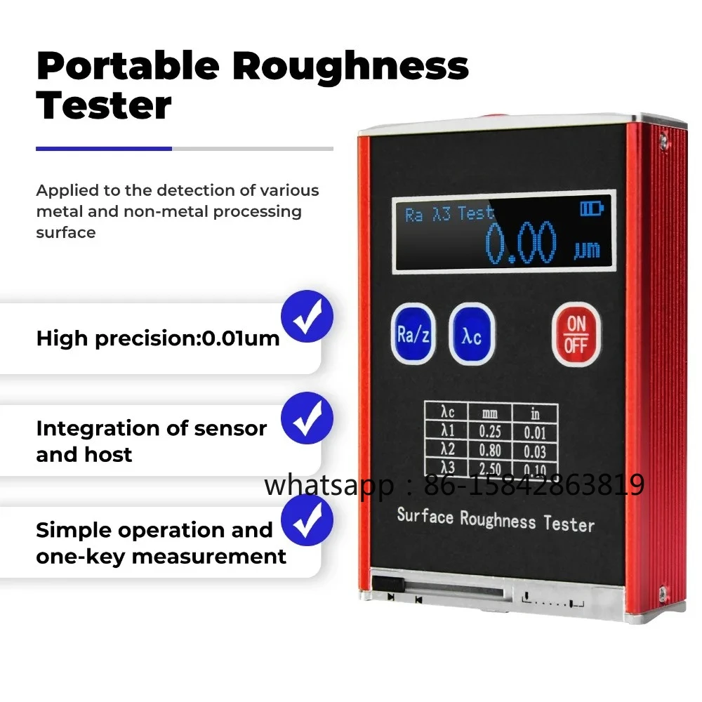 Surface Roughness Tester Meter High Accuracy 0.01μm Profilometer Portable Profile Gauge 4 Testing Parameters Ra/Rq Rz/Rt
