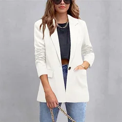 Jacket Temperament Women Slim Coats Commuting Suit Solid Color Outwear Autumn Winter Fashion Blazer Plus Size Pocket Topcoats