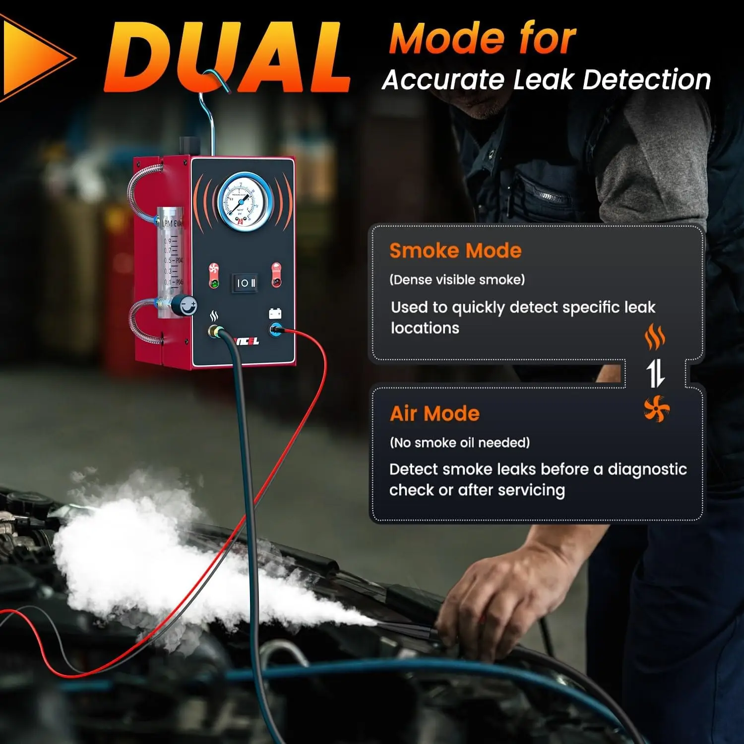  ANCEL S3 12V Car Smoke Leak Detector Built-in Air Pump Oil EVAP Pipe Leak Locator Smoke Generator Car Diagnostic Tool