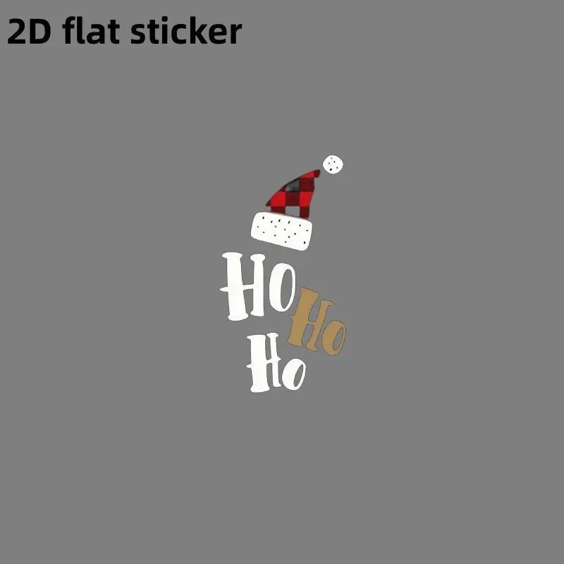 1pc 2D Flat Ho Ho Ho Christmas Hat Vinyl Sticker, Waterproof Decal for Car Smooth Surfaces, Holiday Gift