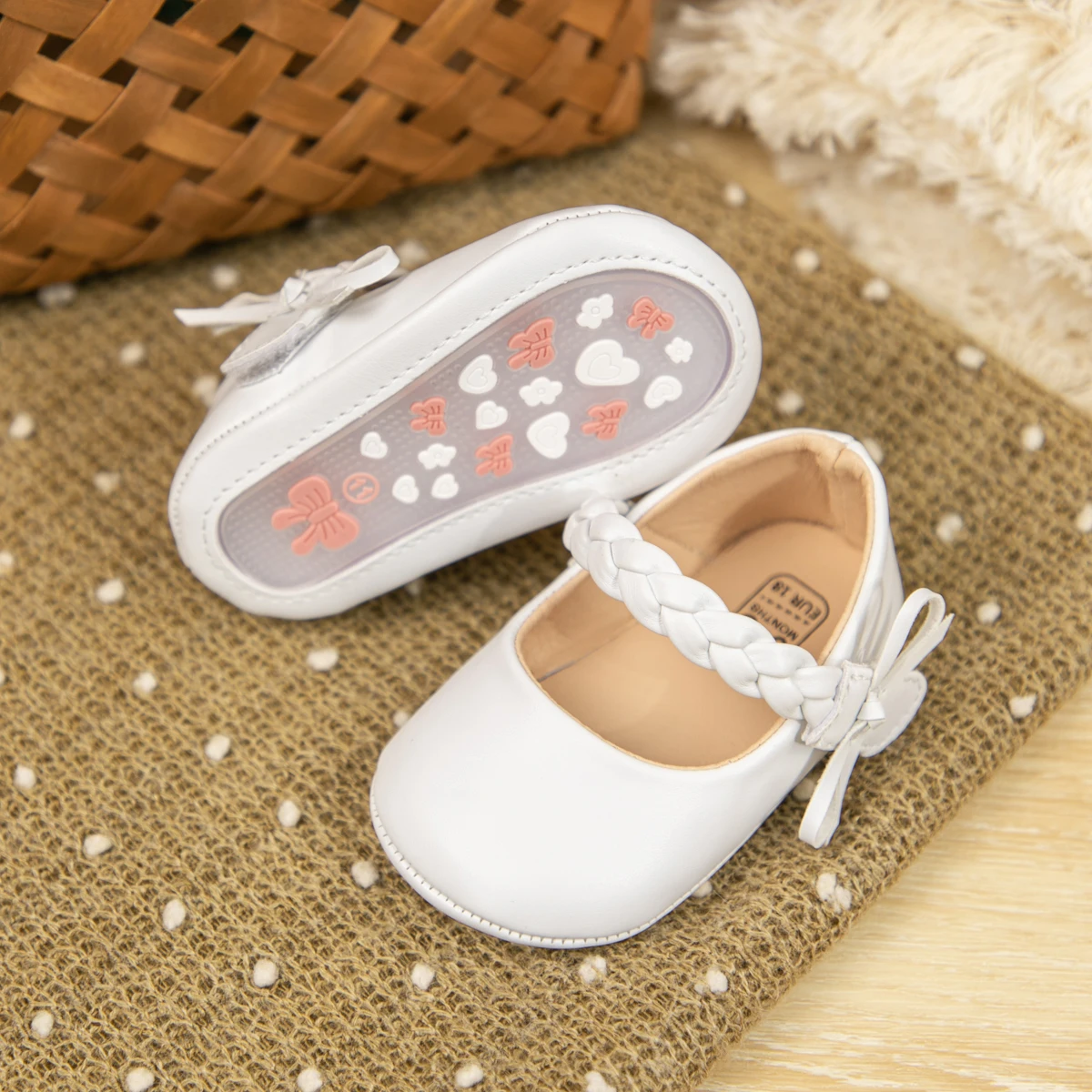 KIDSUN-zapatos de goma de cuero PU para bebé, zapatos de princesa para primeros pasos, para recién nacido