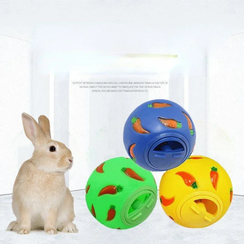 Rabbit Treat Ball Interactive Bunny Toy Adjustable Opening Treat Toy Slow Feeder for Guinea Pigs Rabbits Hedgehogs Hamster Toy