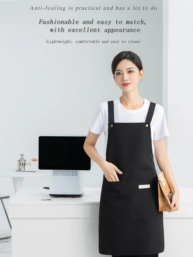 Professioneel waterdicht canvas werkschort - Duurzaam vlekbestendig materiaal met gekruiste rugbanden voor de foodservice-industrie