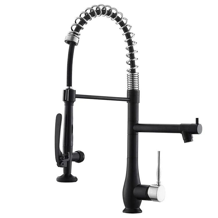 

FLG Kitchen Sink Faucet with Sprayer Kitchen Faucet Kitchen Tap Brass Commercial Style Sturdy Spring Single Handle Pull Down