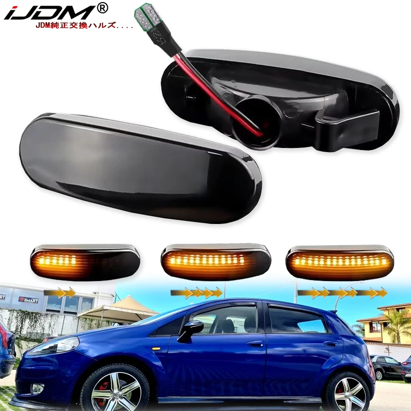 2Pcs Dynamic LED Turn Signal Side Marker Light Repeater Lamp For Fiat Panda 169 Grande Punto Inkl Evo Doblo Fiorino Linea Idea