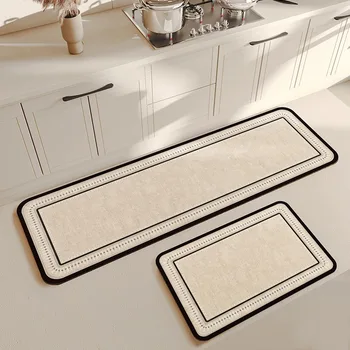 부드러운 규조토 진흙 흡수 바닥 매트, 미니멀리스트 스타일, 베이지 롱 스트립 발 매트, 홈 장식, 주방 공간 러그 