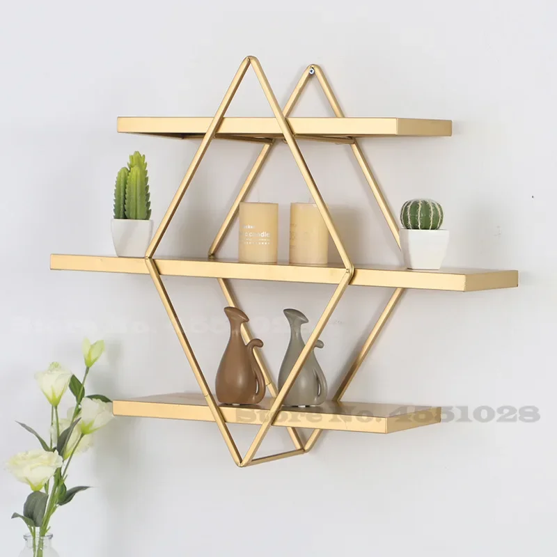 Nordic Iron Heart-shaped Shelf Home Bedroom Living Room Hanging Storage Rack Circular Plant Tray Creative Multi-layer Bookshelf