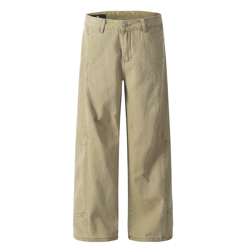 

Ретро-джинсы в американском стиле, унисекс, весна-осень, свободные, широкие, прямые, длинные брюки, цвет хаки, дизайнерский стиль