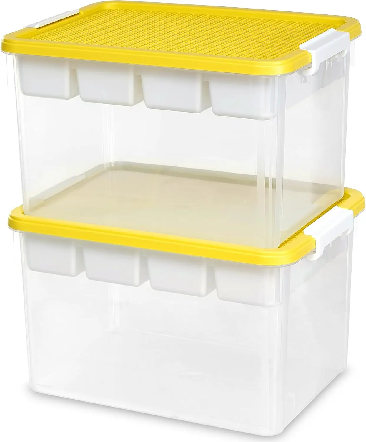 

32 QT plastic storage box, transparent storage container for organizing beads, tools, sewing, toys, 2 packs of yellow