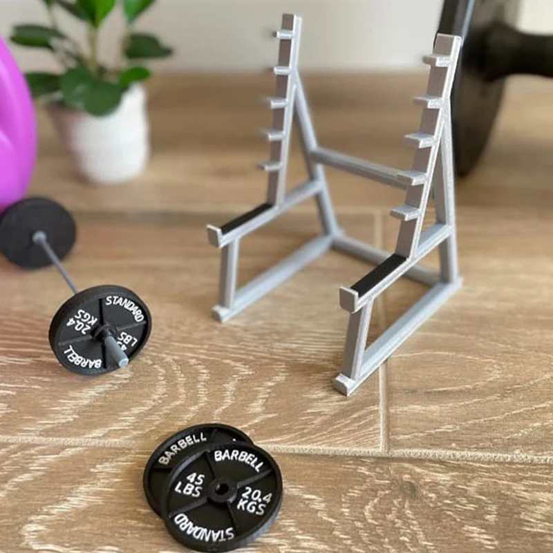 Pencil Holder For Desk Barbell Rack Display Holder Portable Gym Theme Pen Storage Squat Rack Ornaments With Barbells And Weights