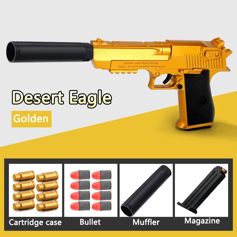El más nuevo Desert Eagle, pistola expulsadora de carcasa de carga Manual, pistola de juguete de bala suave, arma para niños, juego al aire libre, regalo para niños