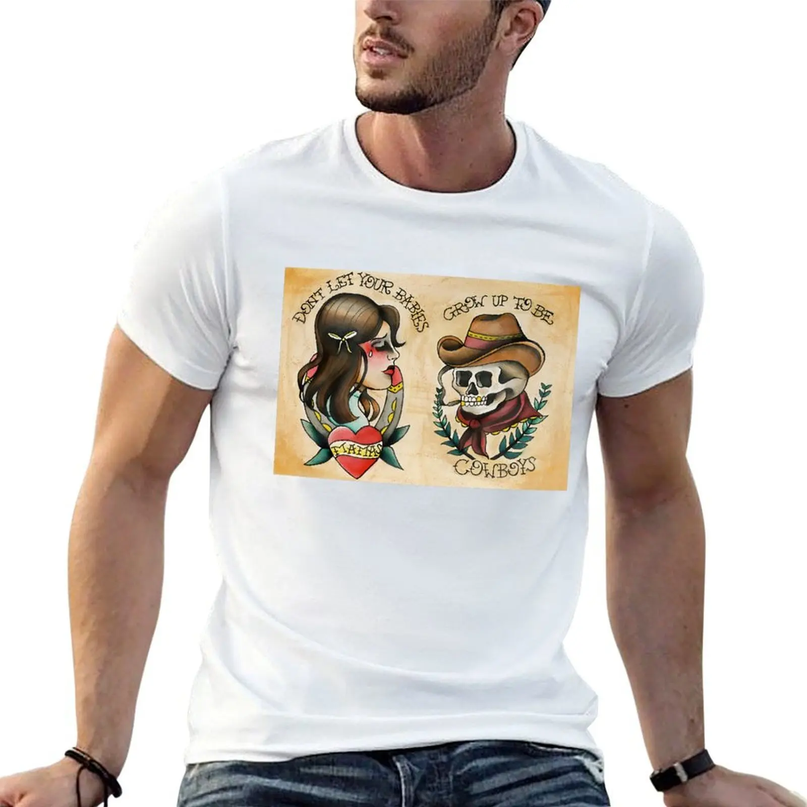 Mama's Don't Let Your Babies Grow Up To Be Cowboys T-Shirt fashion shirts funny costumes mens workout shirts