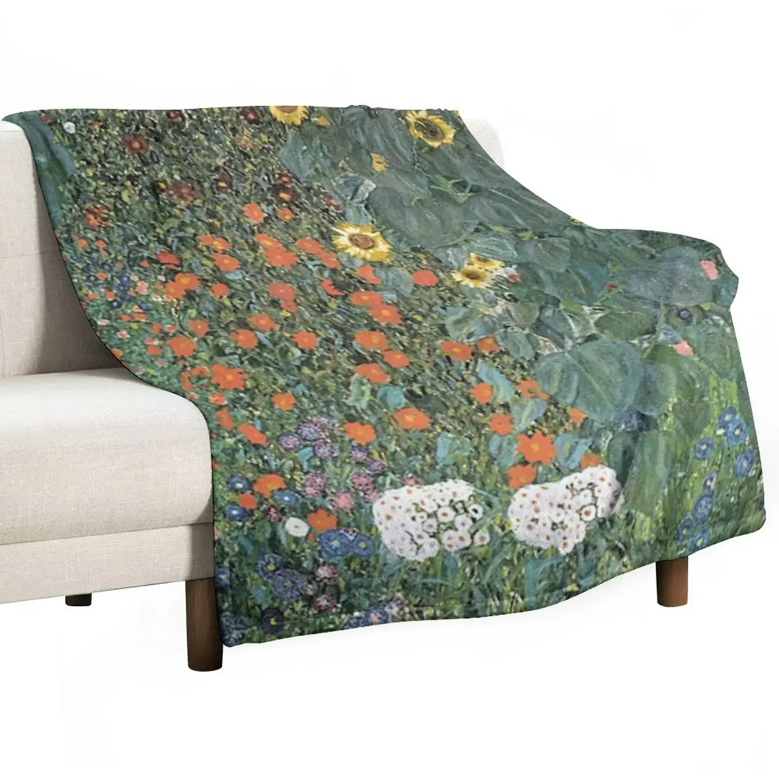 

FARM GARDEN WITH SUNFLOWERS - GUSTAV KLIMT Throw Blanket halloween Polar Soft Big Custom Blankets