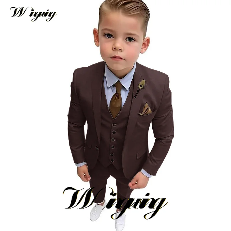 Suit for Boys Fashion Clothes Wedding Tuxedo 3-Piece Set (Jacket Pants Vest) Party Slim Fit Suit Kids