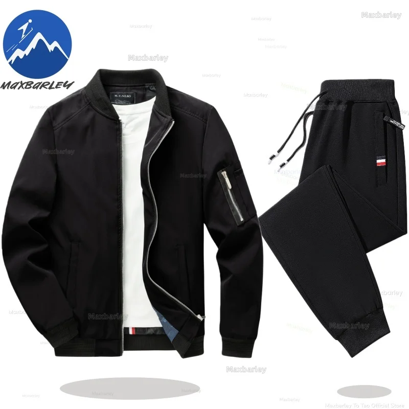 

Спортивные костюмы Maxbarley: мужской комплект из бейсбольной куртки и спортивных брюк для города и активного отдыха, осенний повседневный спортивный костюм из 2 предметов, мужской комплект для бега, коллекция 2026 года