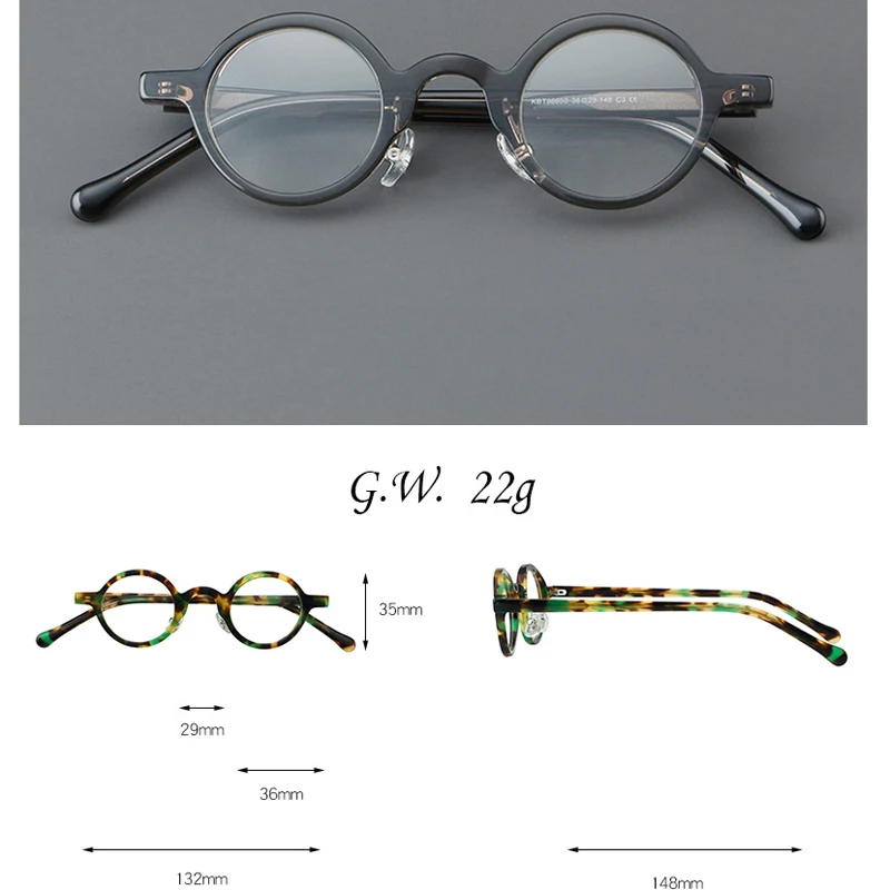 KIZN خلات النساء وصفة طبية قصر النظر مكافحة الأزرق تلطيخ النظارات الإطار الرجال خمر النظارات المستديرة الصغيرة-0.5 إلى -6.0