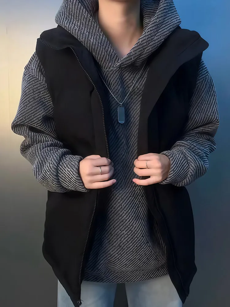 

Luxury Plaid Hoodie Men's Spring Autumn Polyester Fabric Long Sleeve Zipper Closure Casual Comfortable Base Layer Top