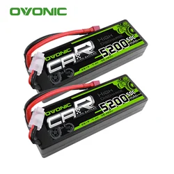 2PCS OVONIC LiPo 2s 5200mAh 7.4V 50C Battery Pack Hardcase Deans Plug for ARRMA 1/8 1/10 Bandit Emaxx Traxxas Slash HPI RC Car