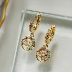 Vintage Life Tree Palm Earrings For Women Girls,Exquisite Cubic Zirconia Accessories OL Party Daily Jewelry