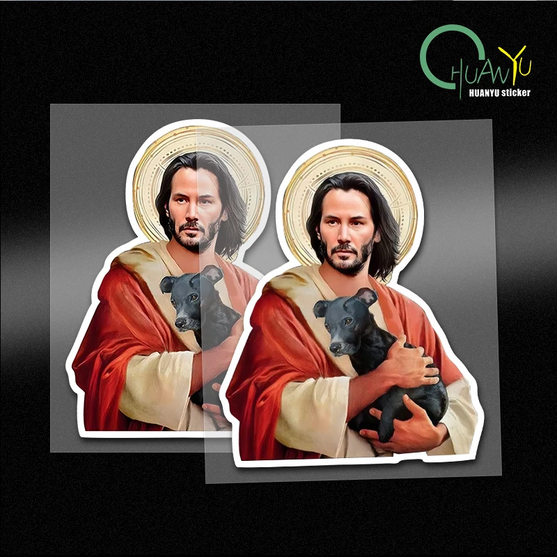 Reflective car stickers, Angel John Wick chasing pet dogs at high speed, movie glass paint stickers