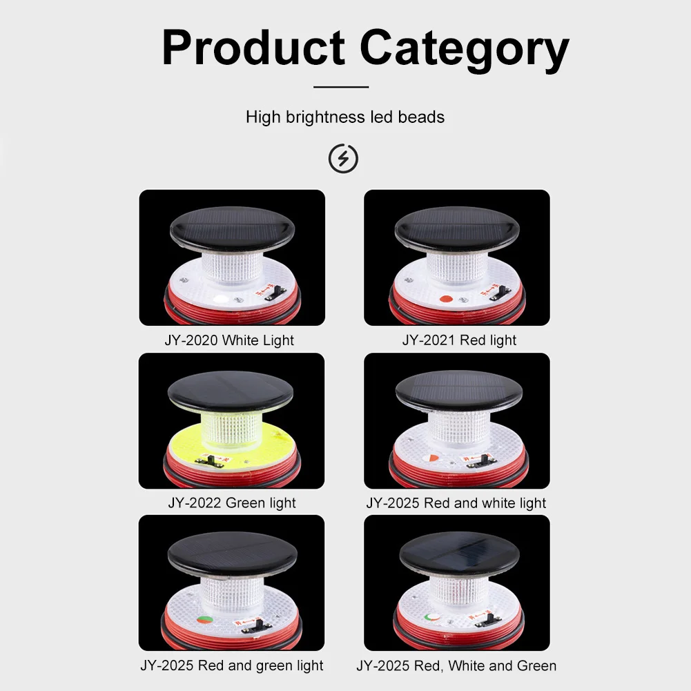 Solar Charging LED Flashing Torch Light 2KM Visual Distance Multifunctional Signal Light Boat Navigation Light for Boats Anchors