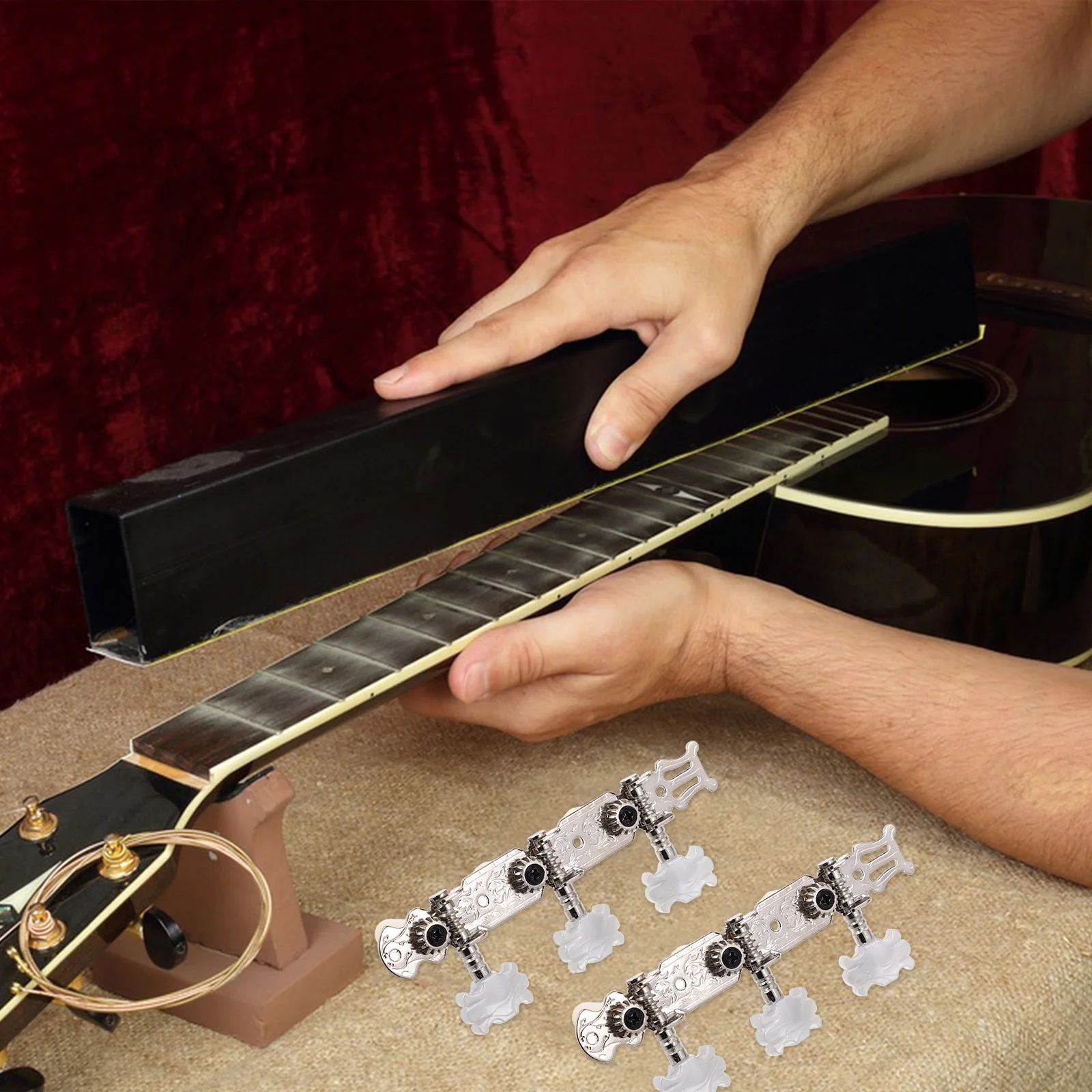 

1 Set Classical Guitar Tuning Pegs Locking Tuners 14:1 Ratio Key Pegs Replacement Lock String Gear For Acoustic Folk Electric