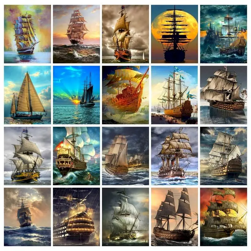 GATYZTORY 60x75cm Oil Painting By Numbers Kits For Adults Acrylic Paint By Numbers On Canvas Landscape Boat Diy Home Decor