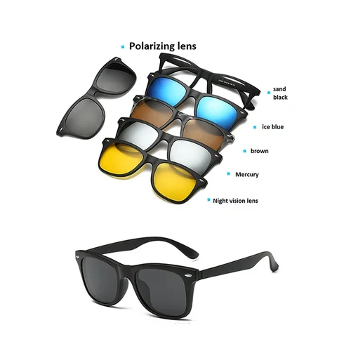 Imagen 2 del producto Gafas de sol con imán para hipermetropía, 5 Clips, gafas de lectura para conducir para hombre, montura TR90, prescripción personalizada 0 + 1 + 1,5 + 2 + 2,5 + 3 + 4 + 5 + 6