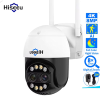 Hiseeu 4K 8MP Dual Lens Wifi PTZ IP Camera 8X zoom Smart CCTV Video Surveillance Camera Color Night Vision Human Detection Cam