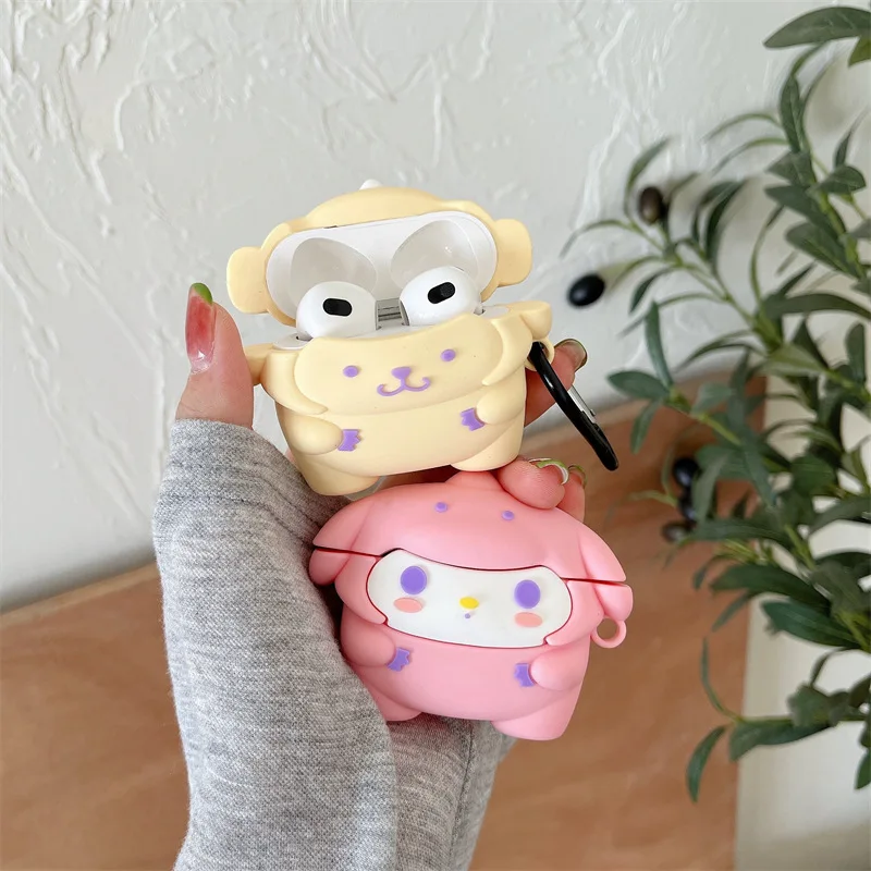 حافظة حماية لسماعات الرأس MINISO Sanrio Melody Pom Pom Purin AirPods Pro من Apple 1/2/3 الجيل سماعة رأس لاسلكية تعمل بالبلوتوث #4