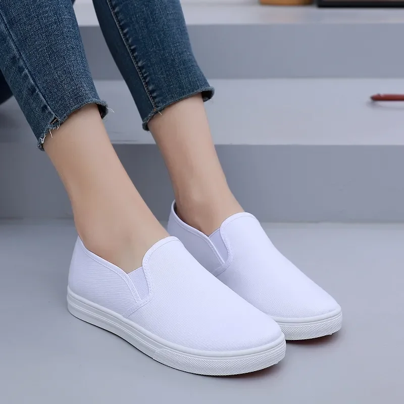 Cresfimix women classic height increased white canvas shoes lady casual spring street slip on shoes zapatos cool shoes a2193