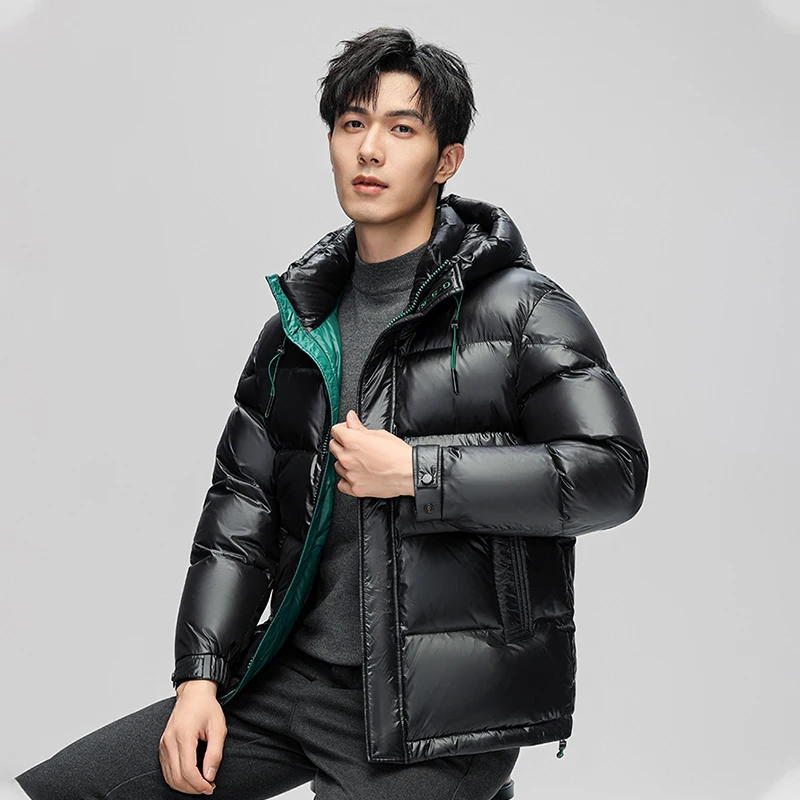 Men's Hooded Casual Down Jacket High quality Thicken Warm Winter Men White Duck Puffer Jackets Cold Coats Parkas Streetwear