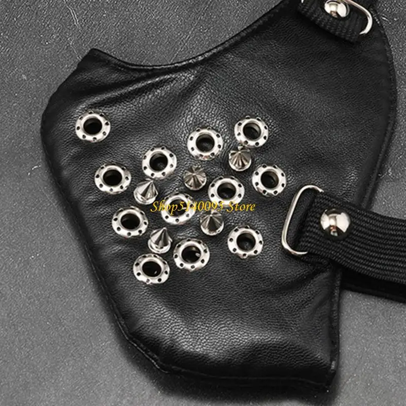 DXAE Practical Structure Motorcycle Mask Metal Detail Soft PU Leather For Halloween Costumes