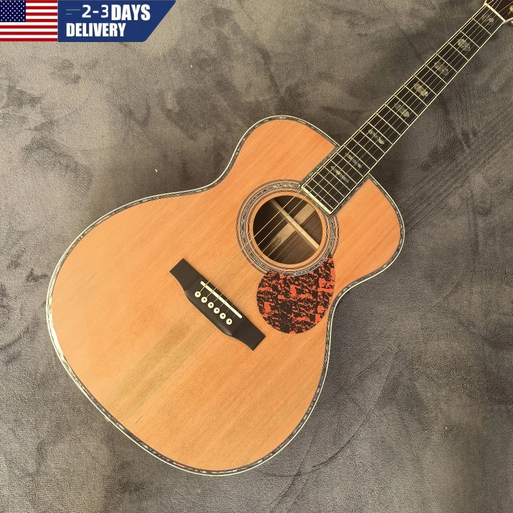 OM Series Red Pine Top Acoustic Guitar Ebony Fingerboard 6-String Golden Tuners