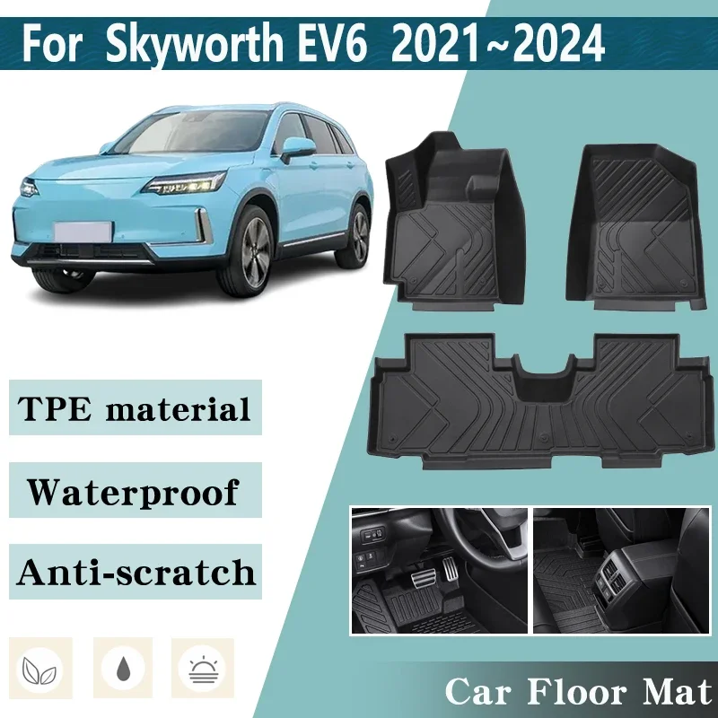 LHD For Skyworth EV6 Parts Skywell ET5 2021 2022 2023 2024 5seats Floor Mats Scratch Resistant Foot Storage Pads Car Accessories