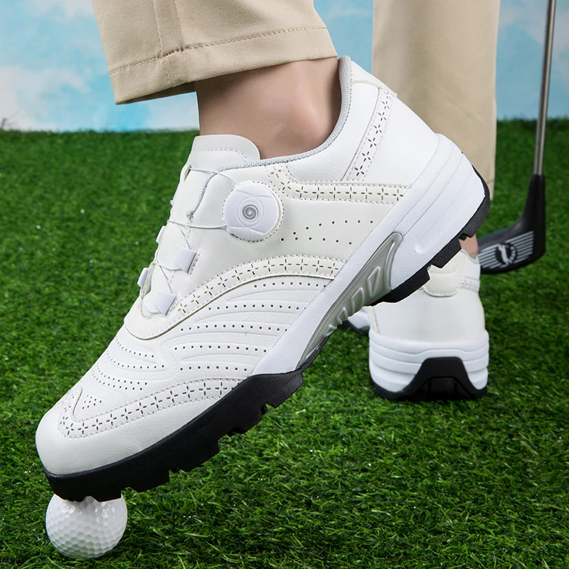 Leisure golf sports shoes Leather waterproof breathable wear-resistant fixed nail traction shoes Fashion women's shoes36-46
