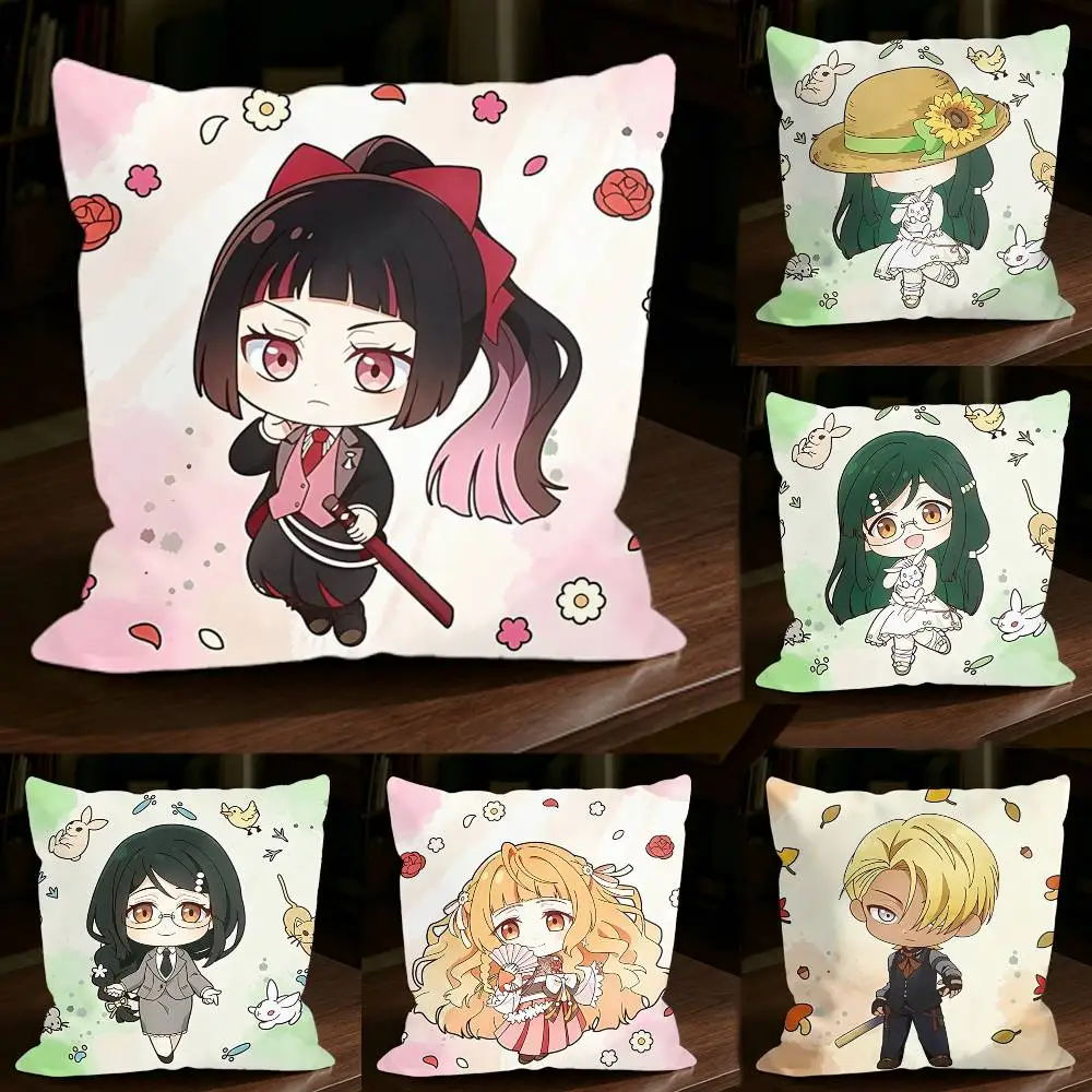 Office Agents of Four Seasons Chibi Square Sofa Pillow Cover Solid Color Living Room Home Decor Cushion Case