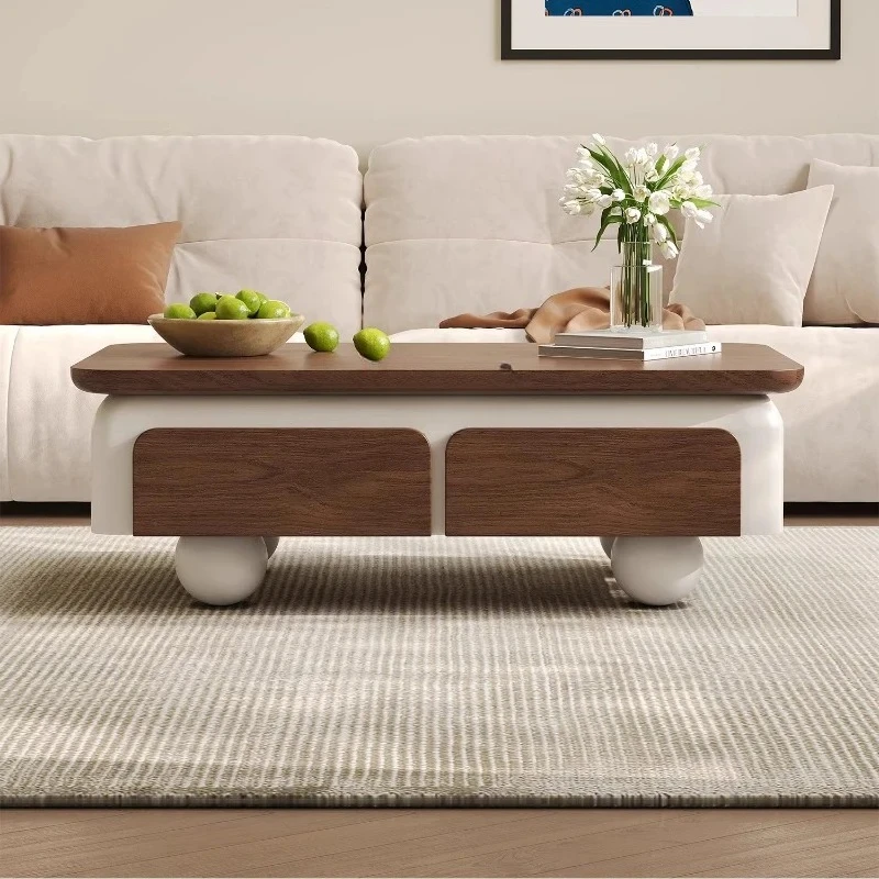 

Medieval style coffee table living room, household solid wood French designer cute minimalist small apartment coffee table