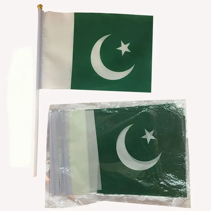 Pakistan Hand Flag 14*21cm Pakistani National Flag Small Hand Held Waving Flag Indoor Outdoor Home Decor