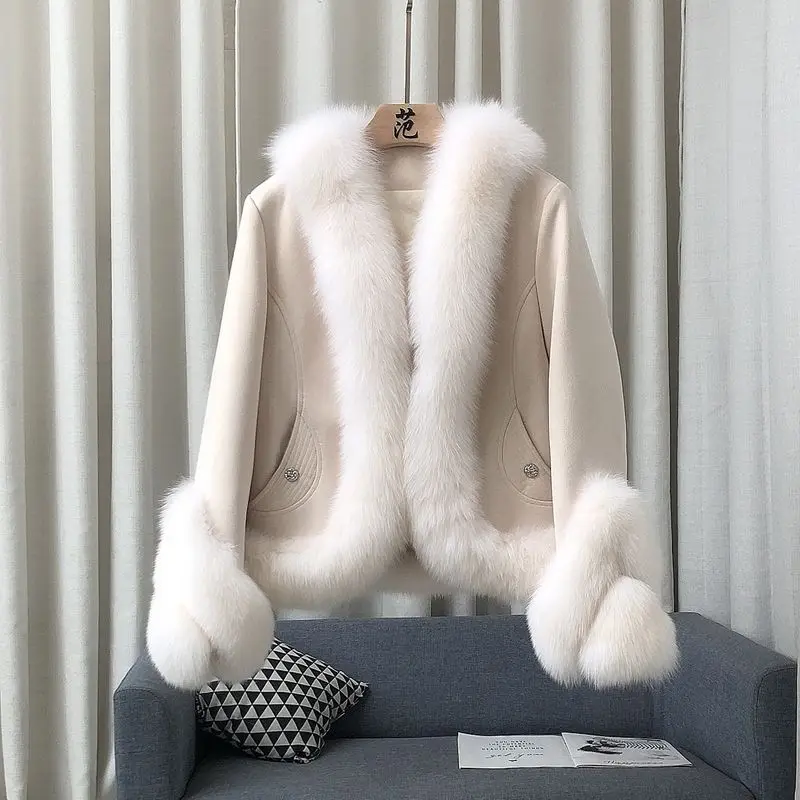 Celebrity Prom Fox Fur Grass Coat Women's Short 2023 New Fashion Fur Coat Winter