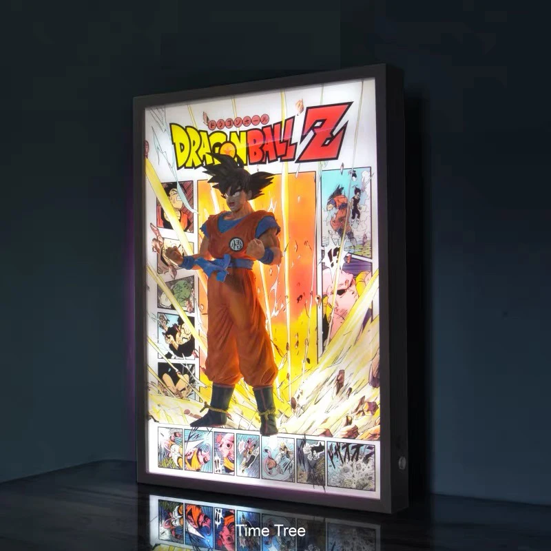 

Dragon Ball 3D Goku Figure Frieza Poster 3D Wall Light Painting Metal Frame Anime Action Figure Painting Decorate In The Room