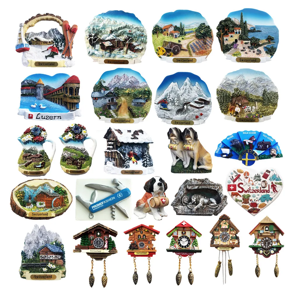 Europe Switzerland 3D Fridge Magnets Tourism Souvenir Refrigerator Magnets Sticker Collection Handicraft Decoration Articles