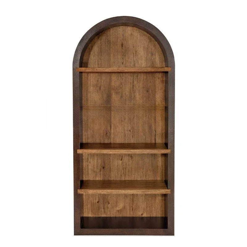 American style contrasting solid wood bookcase villa living room storage display cabinet French rural small apartment