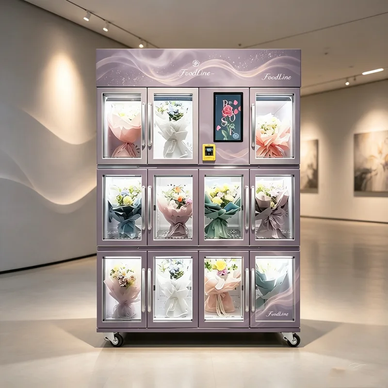 Customized Floral Vendor Machine For Hotel Shop Valentine Event Indoor Outdoor Smart Bouquet Vending With Humidity Control