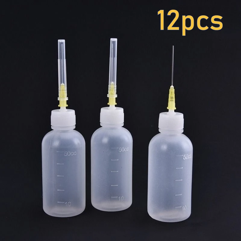 12pcs 50cc/1.69oz Dispensing Bottles With Narrow Mouth Squirt For Lab & Industry
