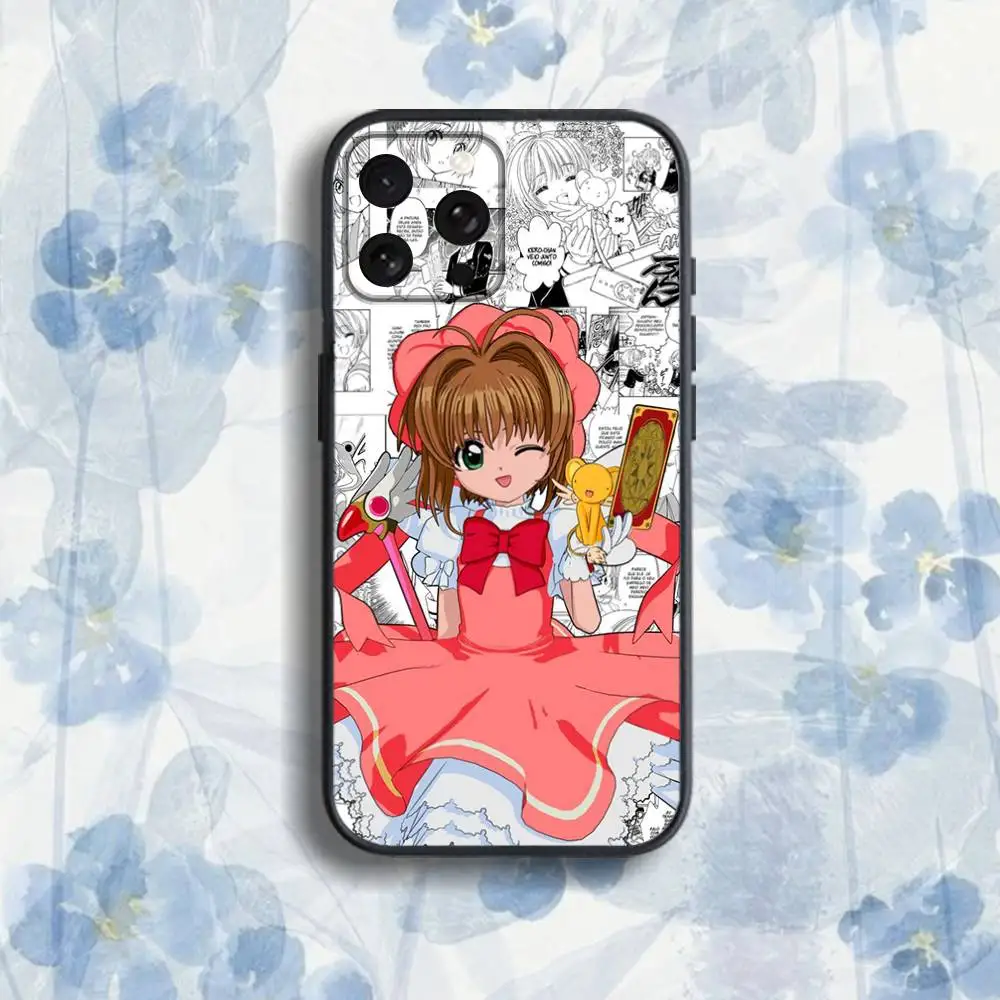 حافظة هاتف Cardcaptor-ES S-Sakura لهاتف iPhone 17,16,15,14,13,12,Pro,Max,Plus,E,SE4,Air,Mini Black Soft Box